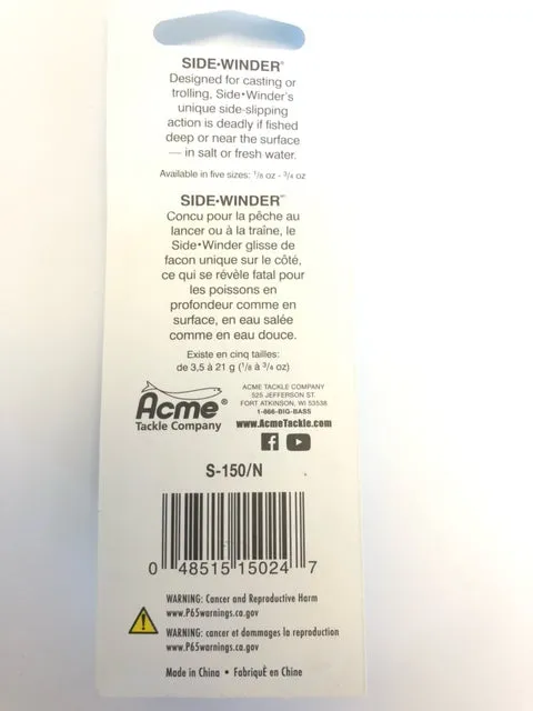 Acme Sidewinder Spoon 1/5 oz Nickel
