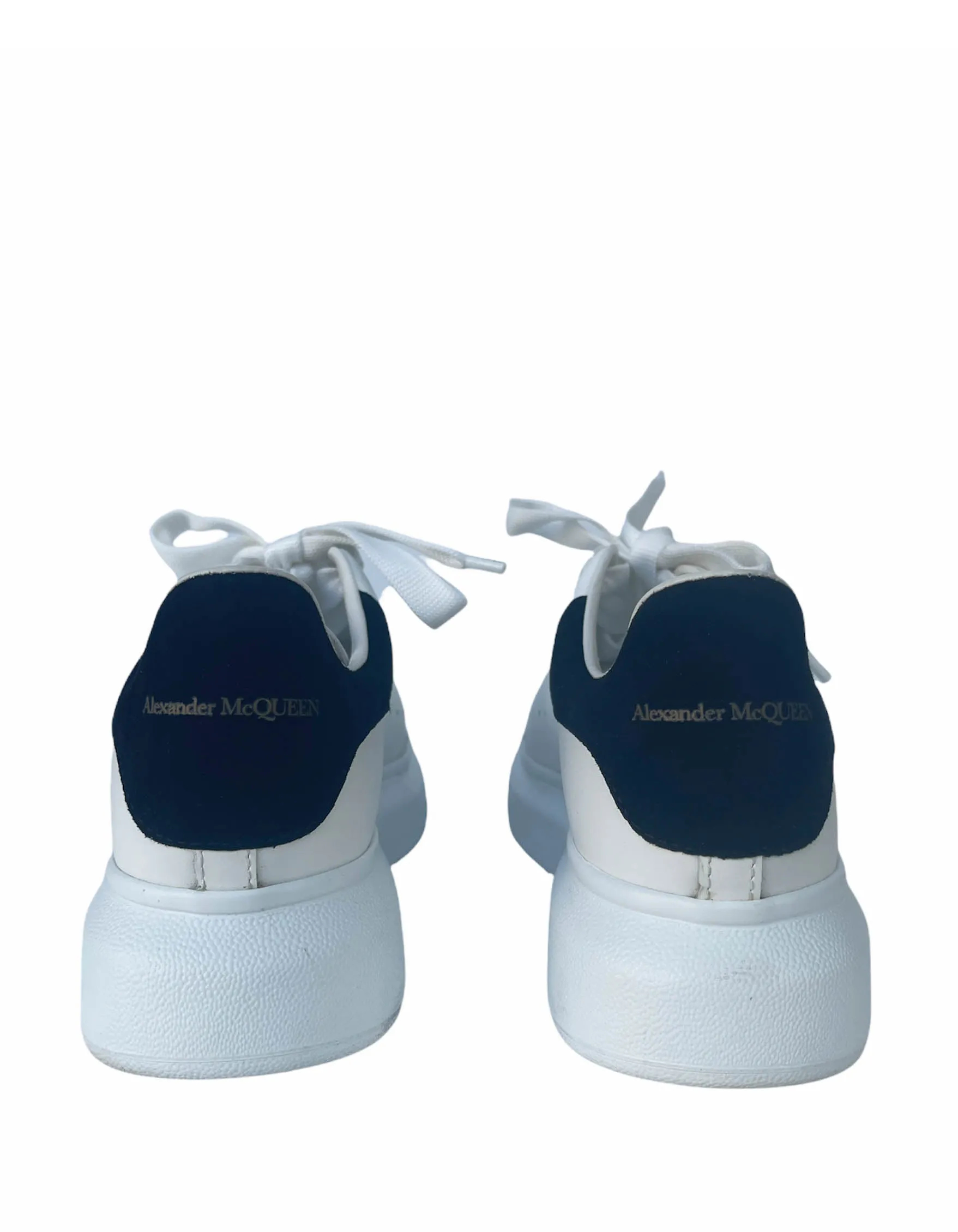 Alexander McQueen White/Black Leather & Suede Oversized Sneakers sz 36