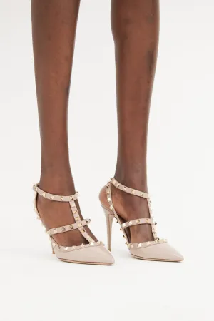 Blush Pink Rockstud Pointed Pump