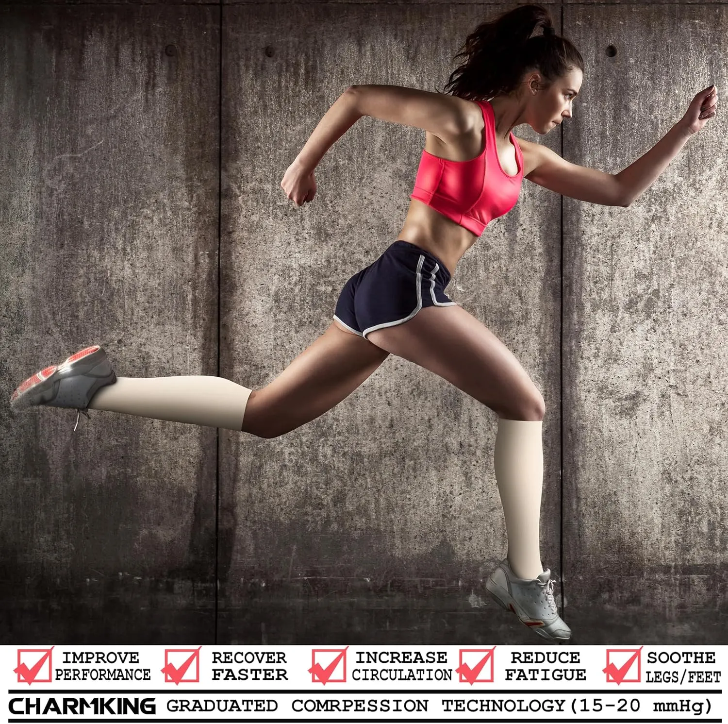 CHARMKING 3 Pairs Open Toe Compression Socks for Women & Men Circulation 15-20 mmHg is Best Support for All Day Wear