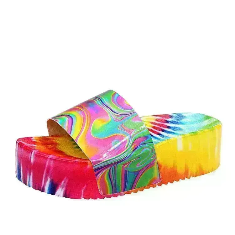 Color Printing Plus Size Slippers Women Platform Sandals And Slippers Beach Shoes Women