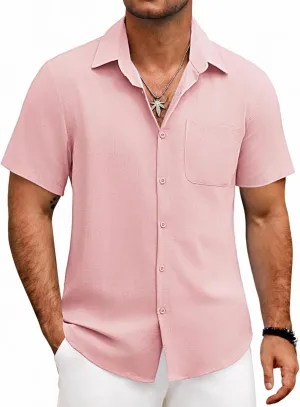 COOFANDY Mens Button Down Shirts Lightweight Breathable Short Sleeve Shirt Summer Beach Top