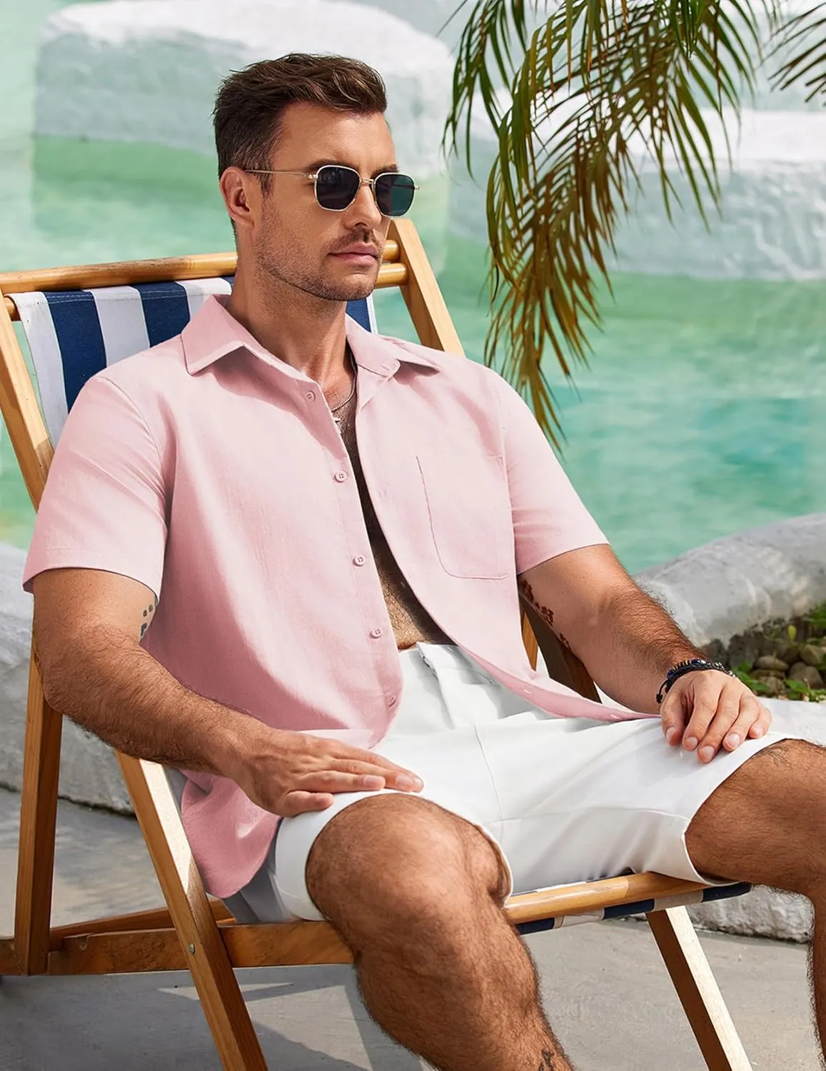COOFANDY Mens Button Down Shirts Lightweight Breathable Short Sleeve Shirt Summer Beach Top
