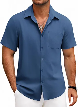 COOFANDY Mens Button Down Shirts Lightweight Breathable Short Sleeve Shirt Summer Beach Top