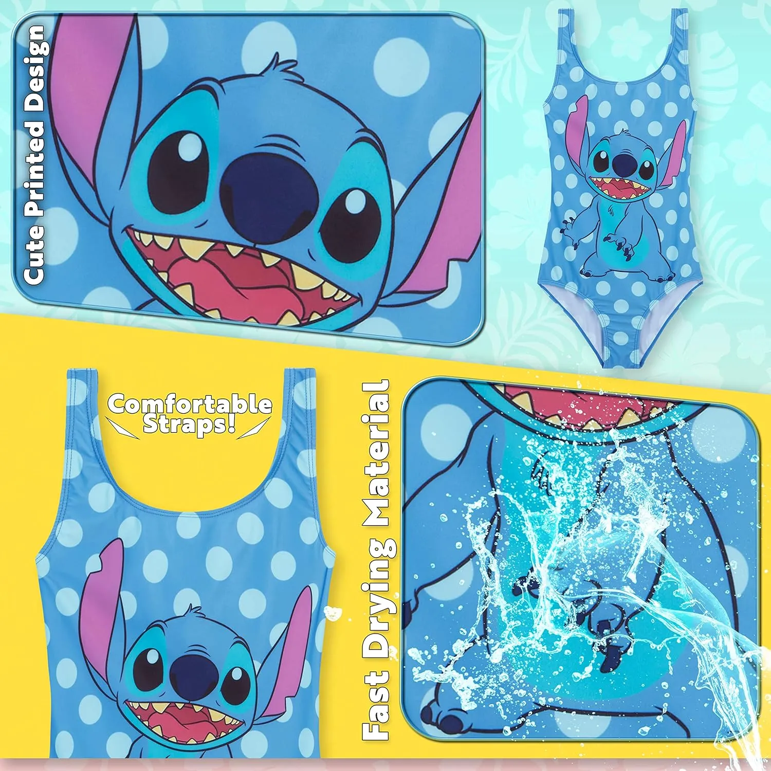 Disney Girls One Piece Swimsuit Comfortable Stretchy Swimsuit - Girls Gifts