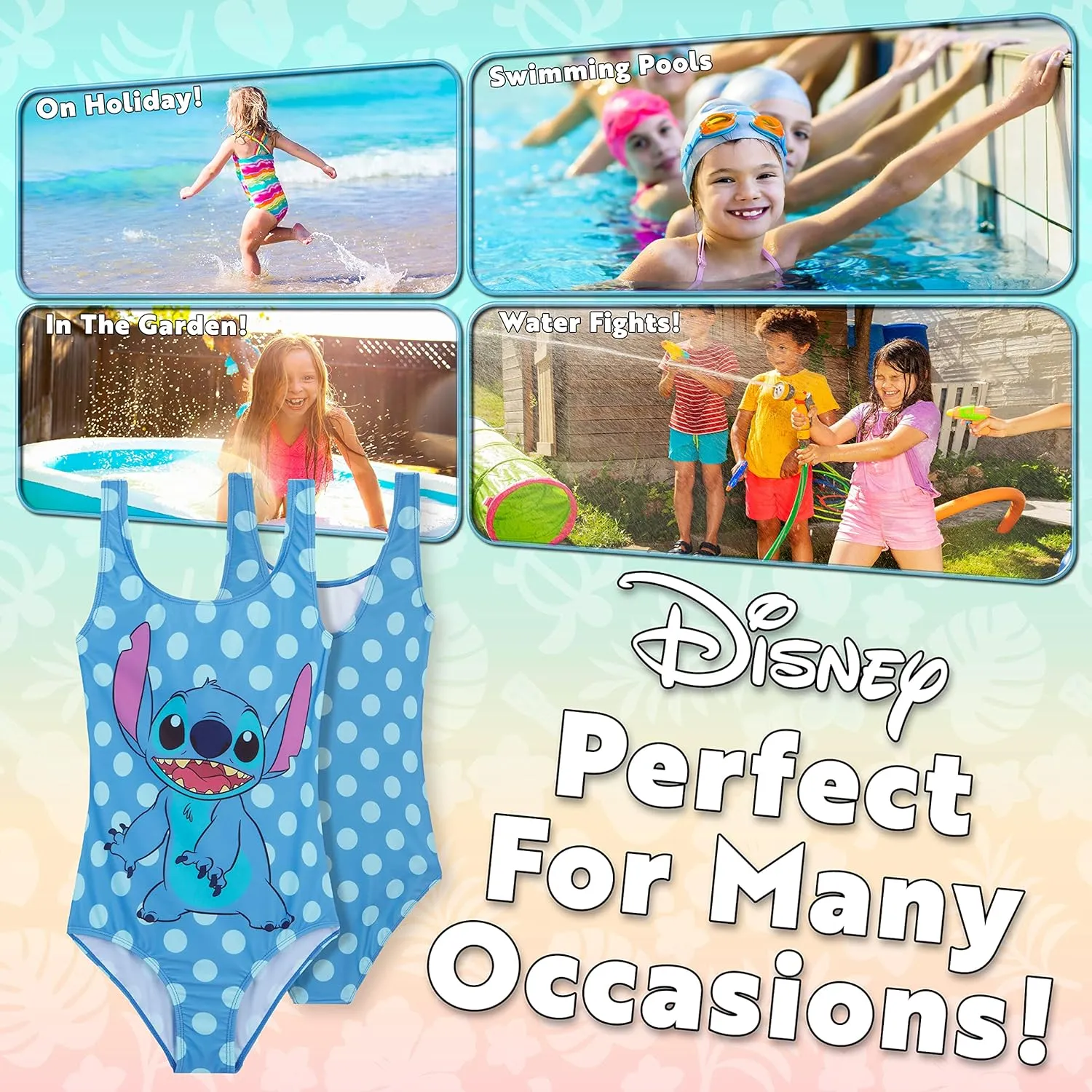 Disney Girls One Piece Swimsuit Comfortable Stretchy Swimsuit - Girls Gifts