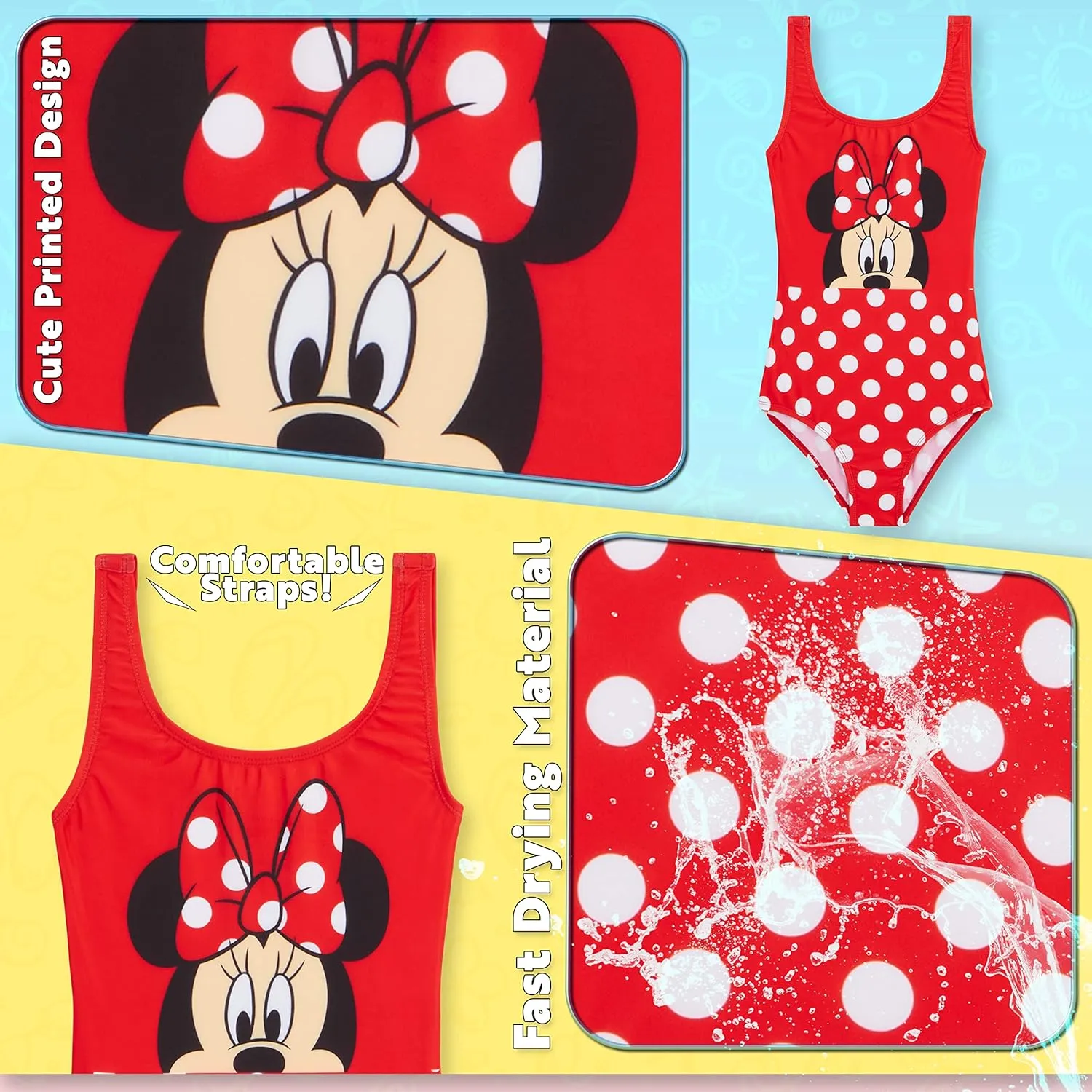 Disney Girls One Piece Swimsuit Comfortable Stretchy Swimsuit - Girls Gifts
