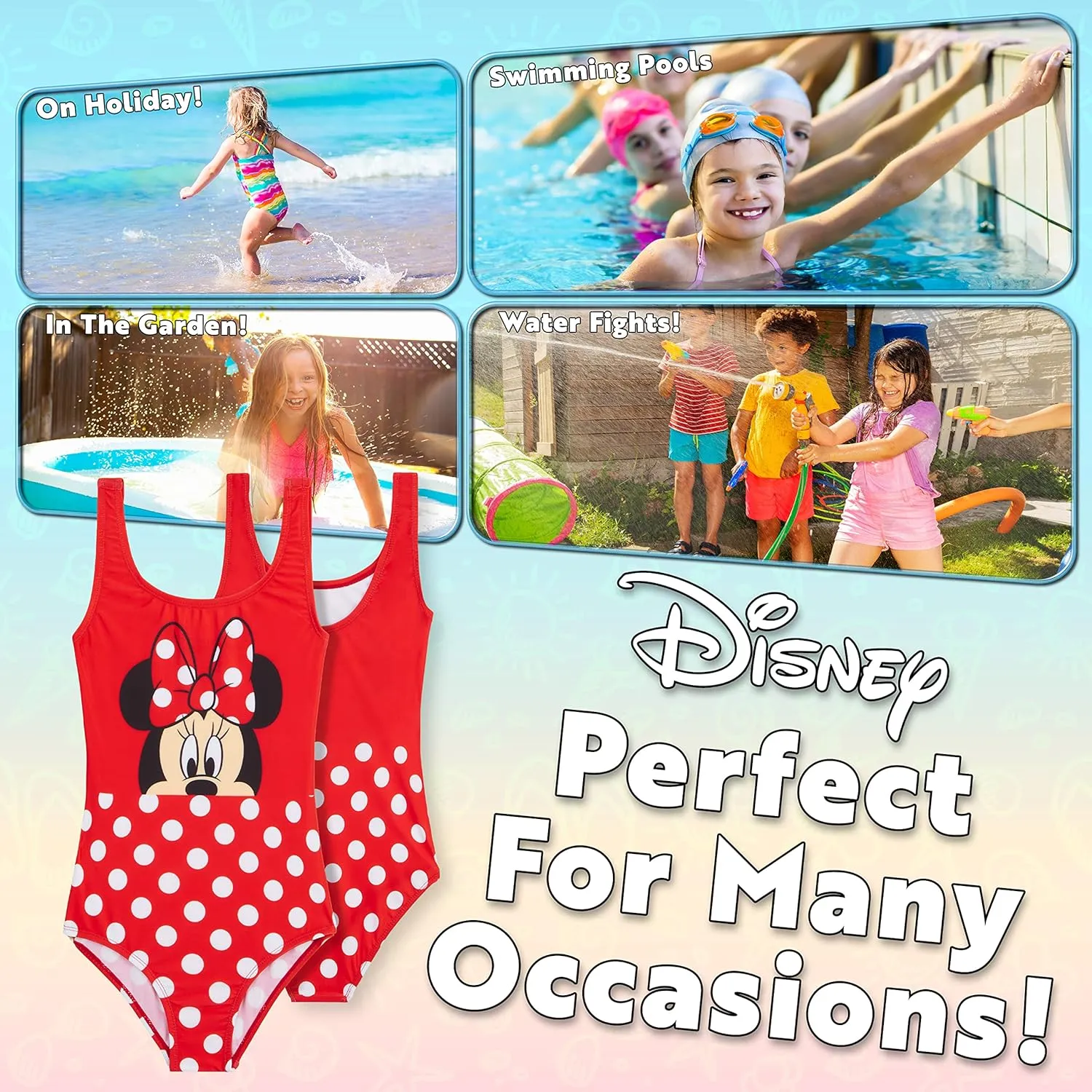 Disney Girls One Piece Swimsuit Comfortable Stretchy Swimsuit - Girls Gifts