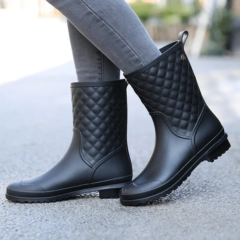 Groovywish Women Rain Boots Orthopedic Mid Calf Shoes
