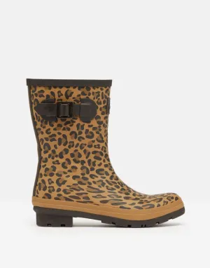 Joules Womens Molly Mid Height Leopard Printed Rain Boots