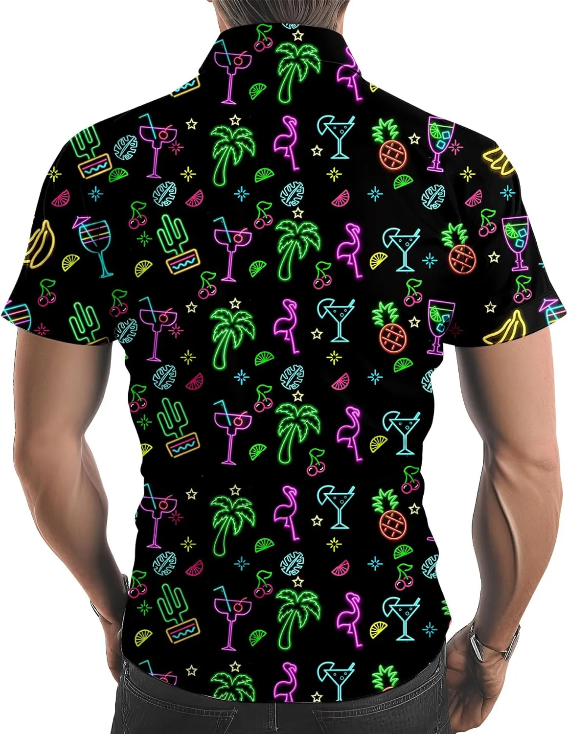 Neon Shirts for Men Button Up Shirts,Mens Neon Shirt Hawaiian Shirt for Men,Mens Beach Shirts Neon Clothes