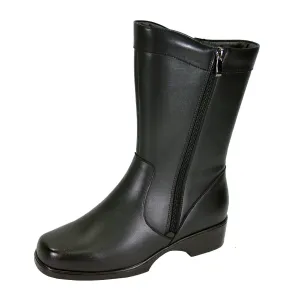 PEERAGE Athena Women's Wide Width Leather Boots with Double Zipper