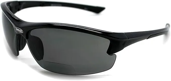 Renegade Patented Bifocal Polarized Reader Half Rim Men's Fishing Sunglasses 100%UV Protection - (Black Frame, Grey Lens - 613649, Bifocal  2.00)