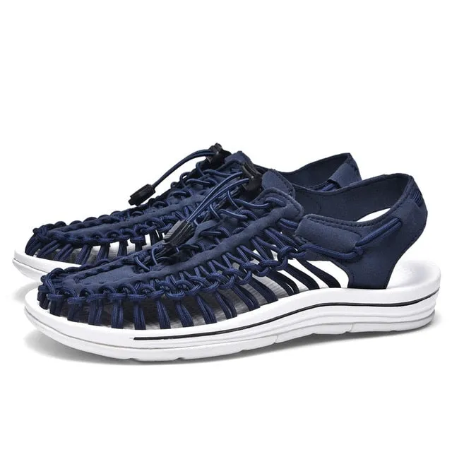 Retro Lightweight Men’s Sandals – Summer Beach Anti-Slip Woven Shoes for Men & Women