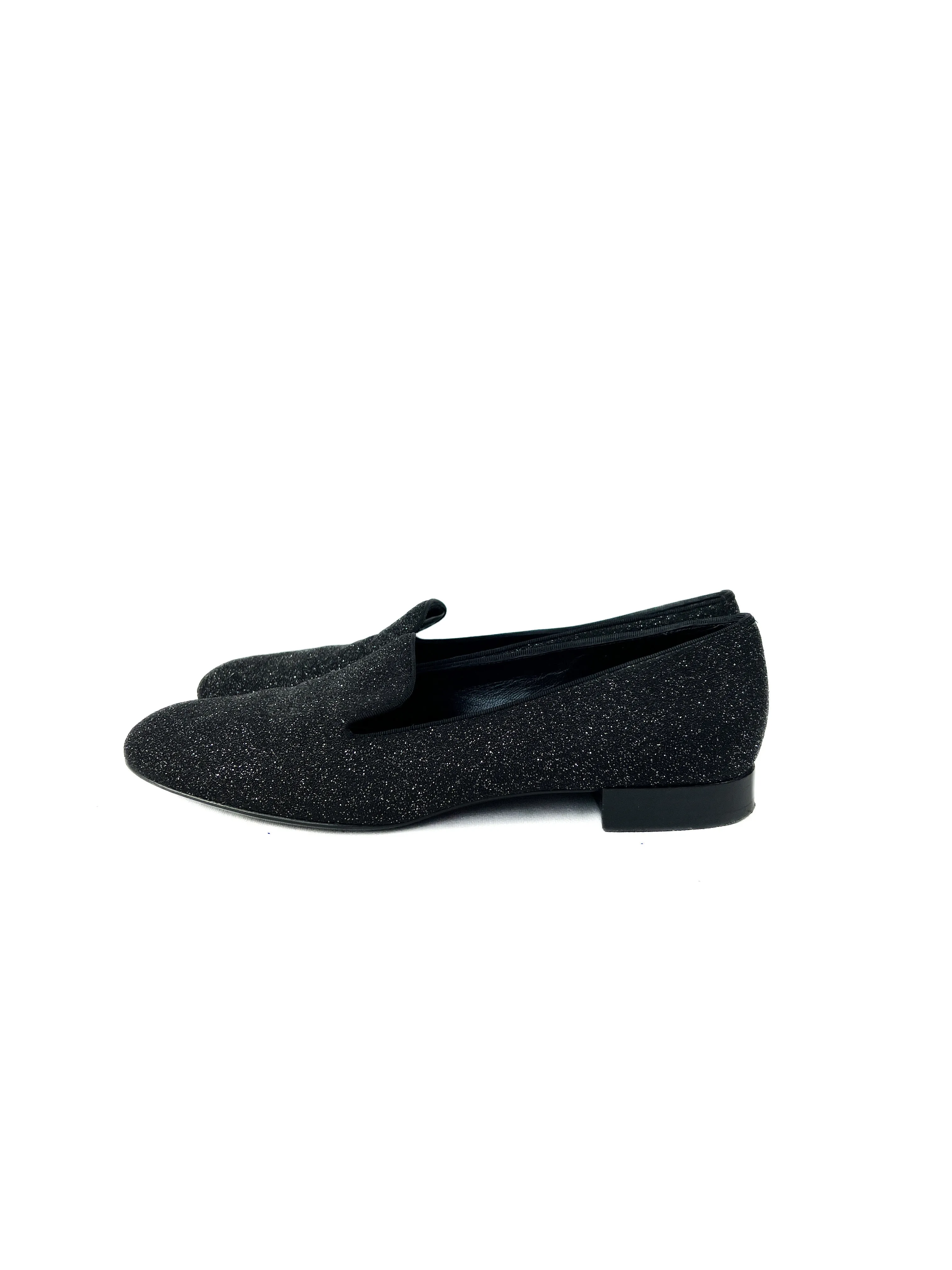 Saint Laurent black glitter loafers size 38 BOX