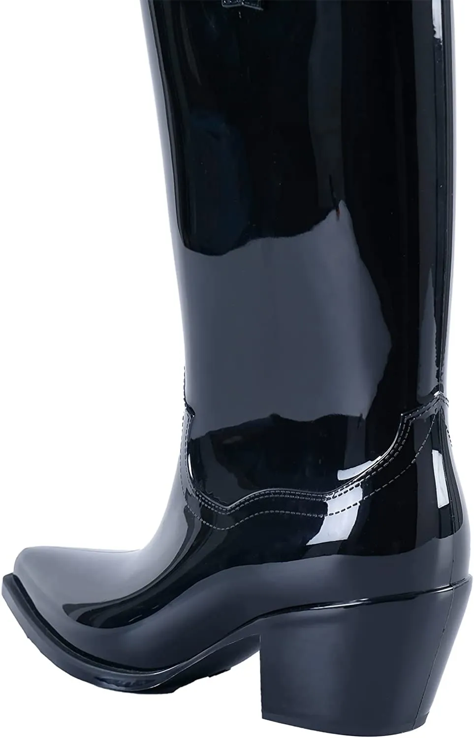 Shiny Black Mid Calf Anti-Slipping Rain Boots