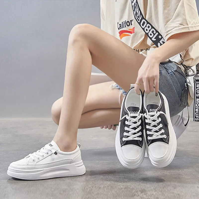 Thick-Sole Women's Casual Sneakers - Korean Style Platform Flats