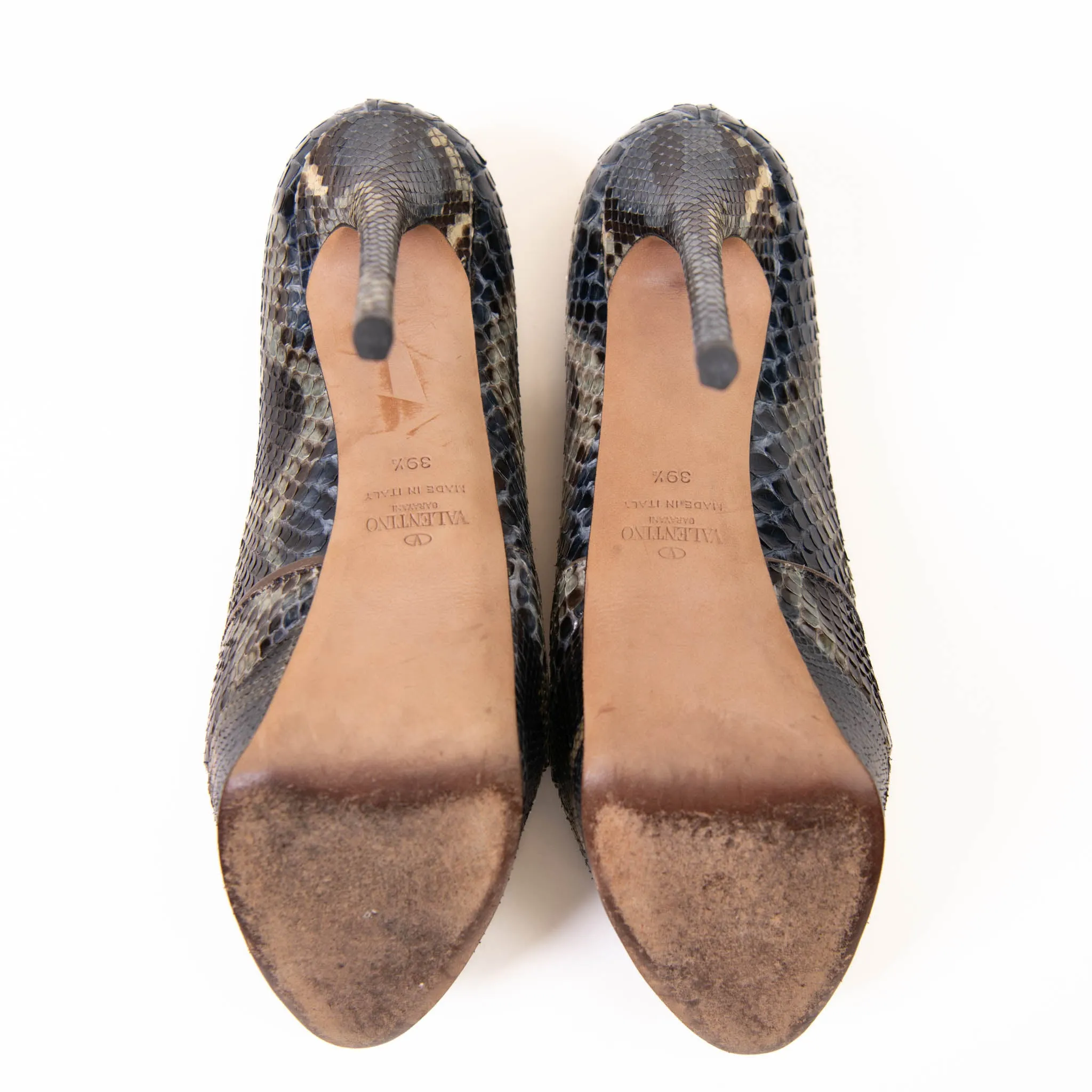 Valentino Multicolor Python Rockstud Round Toe Platform Pumps Size 39.5