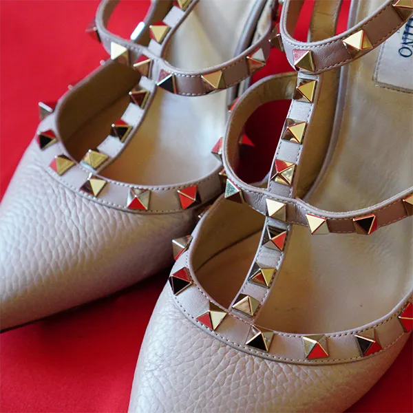 VALENTINO Rockstud Nude Slingback Stiletto Heeled Sandals