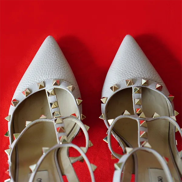 VALENTINO Rockstud Nude Slingback Stiletto Heeled Sandals