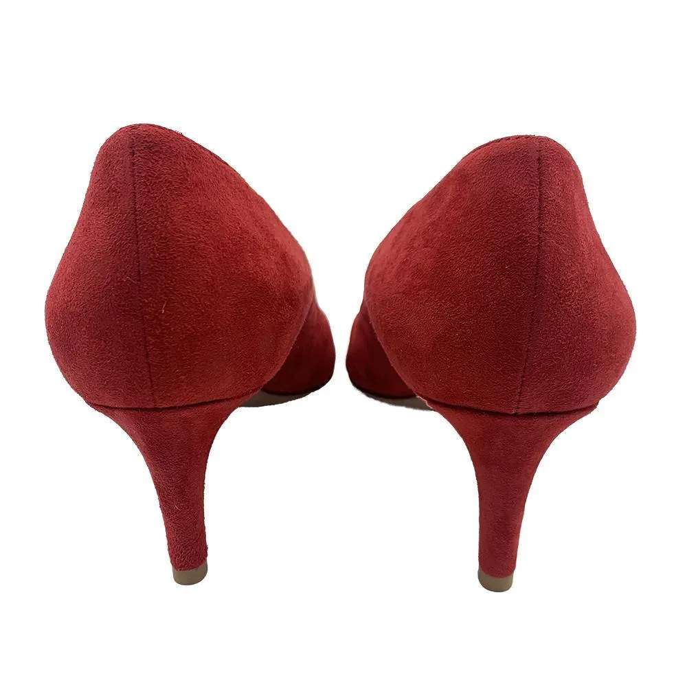 Valentino Women's Suede Rockstud Strappy Heels Red