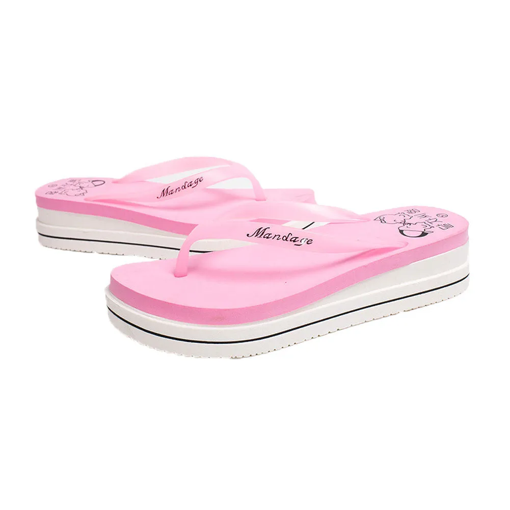 Women Summer Beach Soft Wedge Shoes Flip Flops Flat Platform Slippers Gift