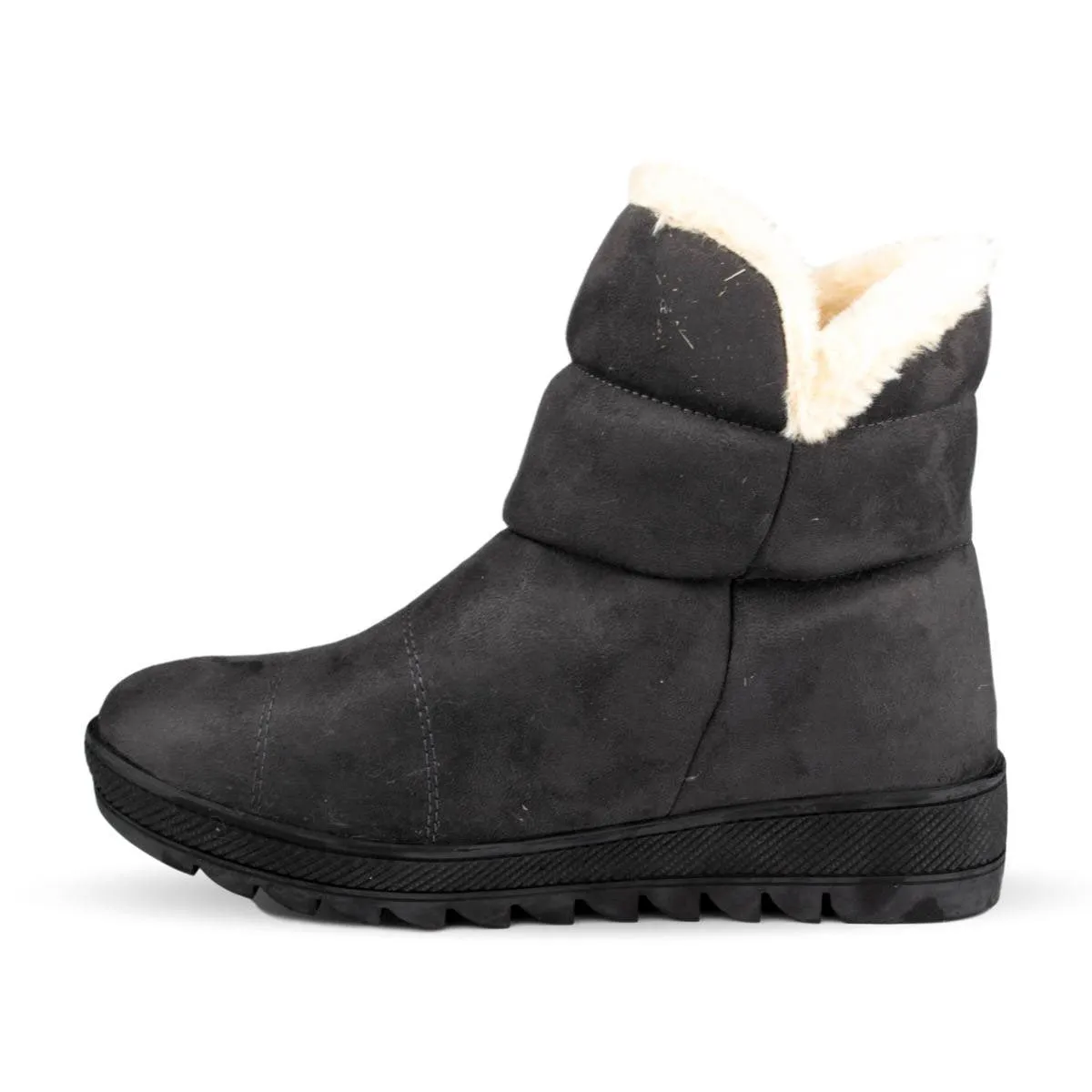 Womens Grey Faux Zip Up Boot