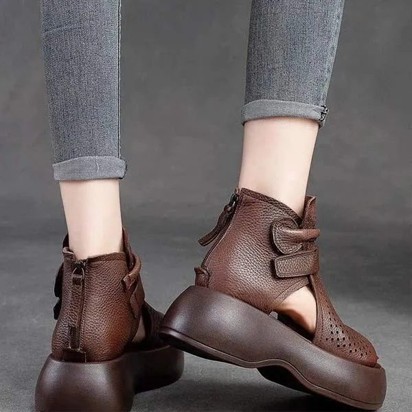 Women's Retro High-Top Sandals with Thick Platform Soles 74230229C