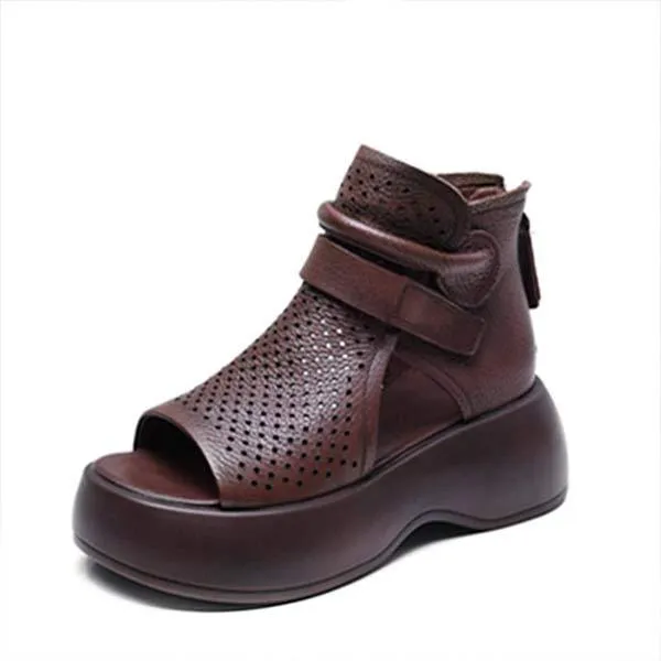 Women's Retro High-Top Sandals with Thick Platform Soles 74230229C