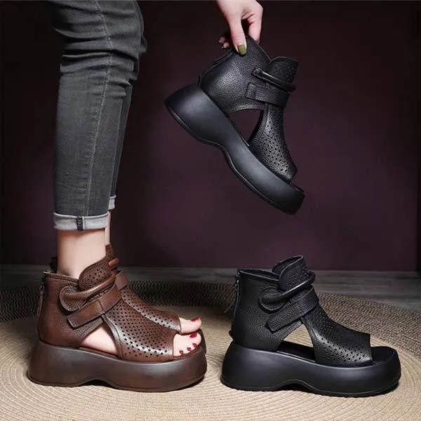Women's Retro High-Top Sandals with Thick Platform Soles 74230229C