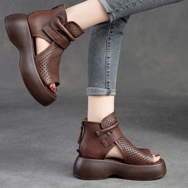 Women's Retro High-Top Sandals with Thick Platform Soles 74230229C