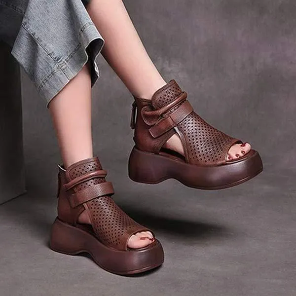 Women's Retro High-Top Sandals with Thick Platform Soles 74230229C