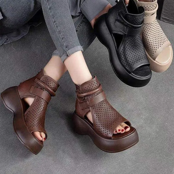 Women's Retro High-Top Sandals with Thick Platform Soles 74230229C