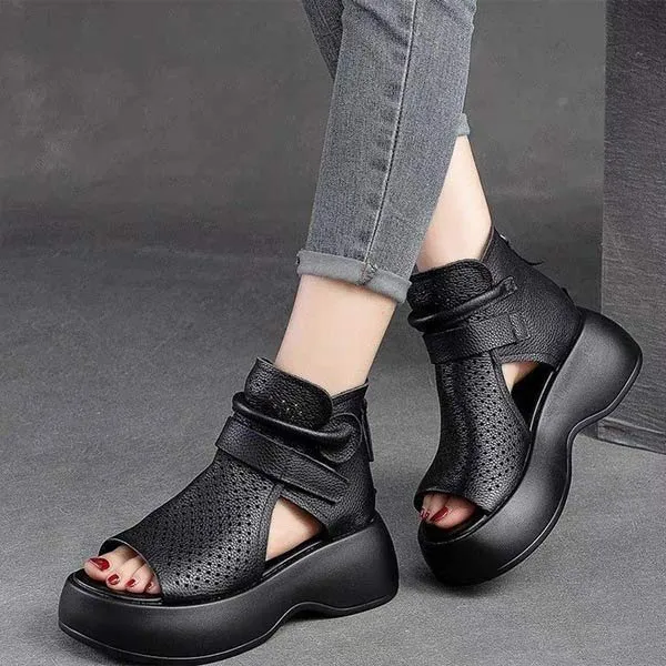 Women's Retro High-Top Sandals with Thick Platform Soles 74230229C