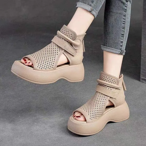 Women's Retro High-Top Sandals with Thick Platform Soles 74230229C